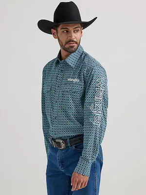 Men's Wrangler Logo Print Long Sleeve Snap Shirt