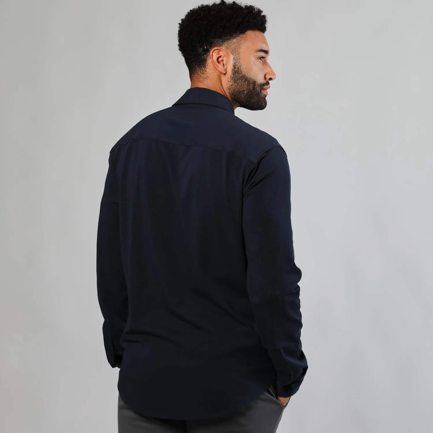 Navy Long Sleeve Knit Shirt