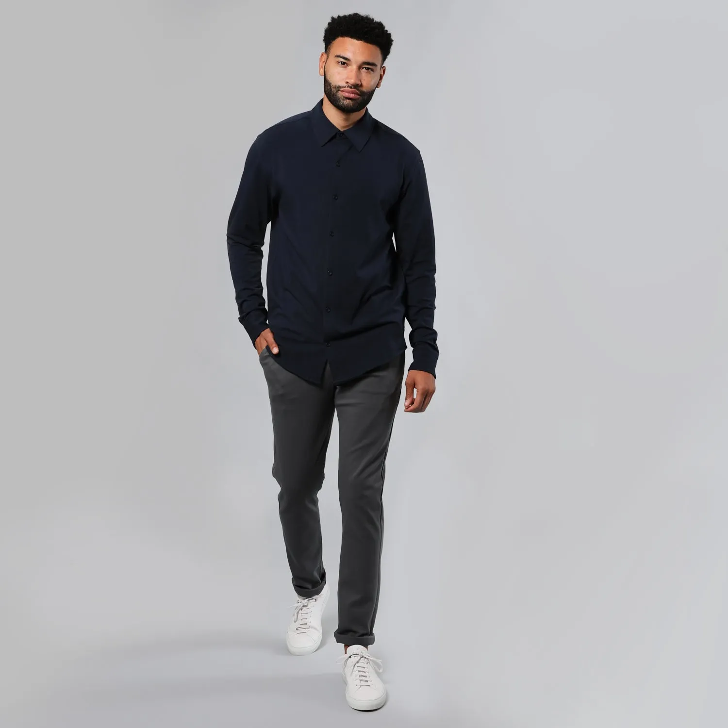 Navy Long Sleeve Knit Shirt