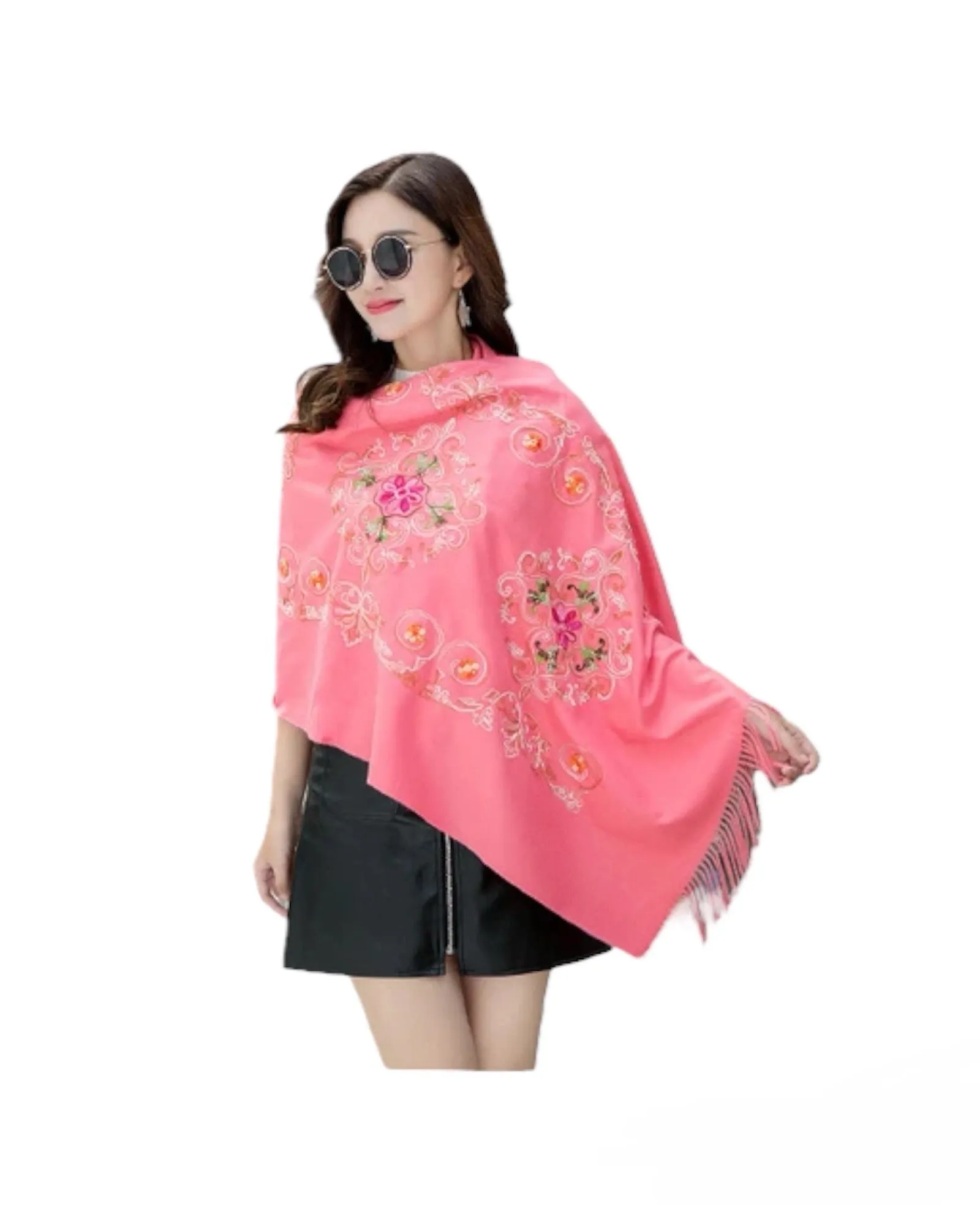 Pashmina Silk Shawl with Sequin Embroidery