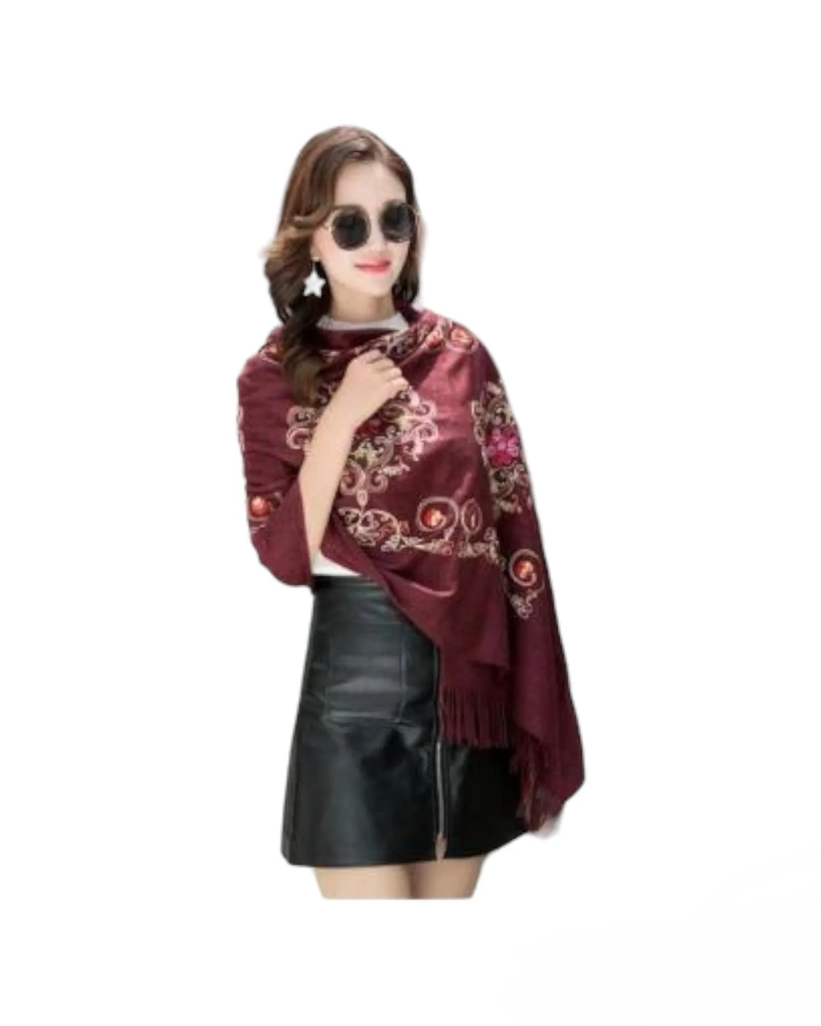 Pashmina Silk Shawl with Sequin Embroidery