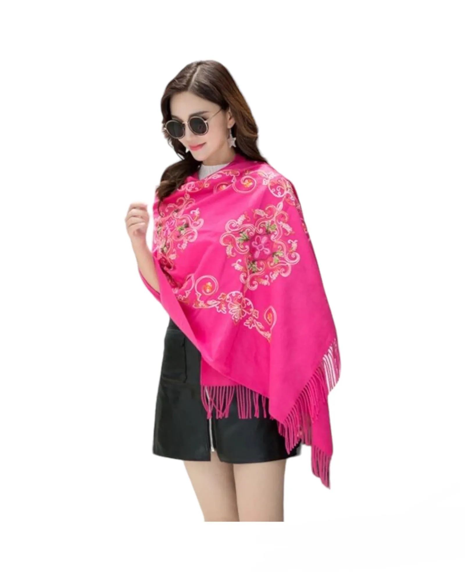 Pashmina Silk Shawl with Sequin Embroidery