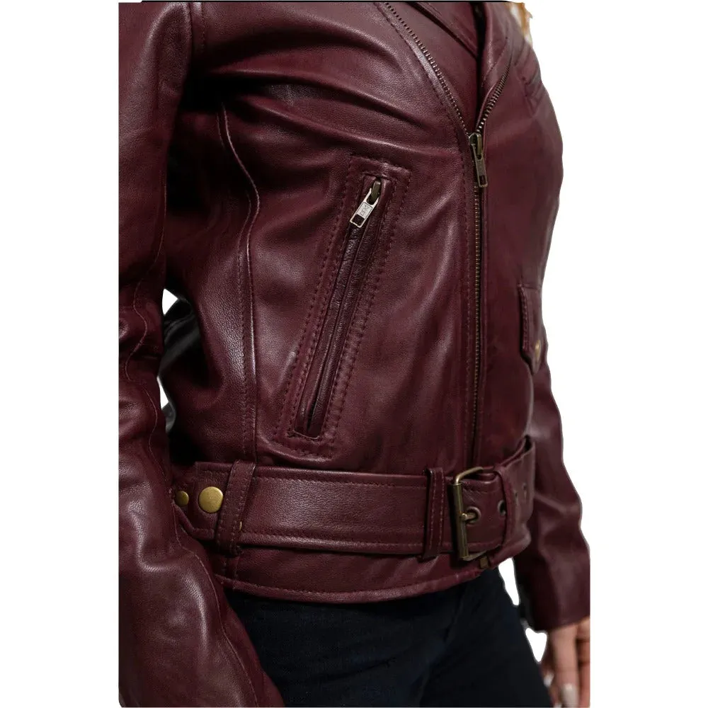 Rebel Womens Leather Jacket Oxblood