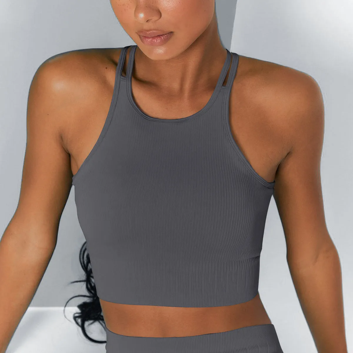 Seamless Knitted Beauty Back Sexy Yoga Vest Moisture Wicking Sports Bra Running Fitness Clothes