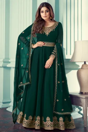 Shamita Shetty Green Embroidered Anarkali Suit