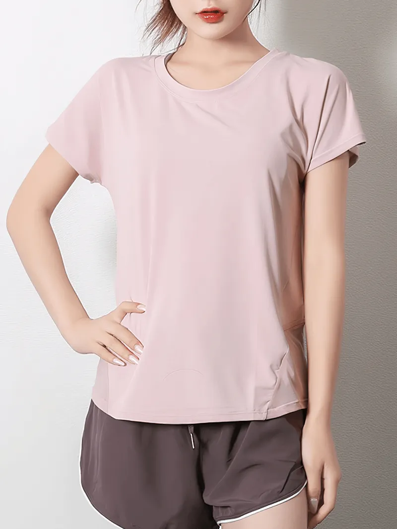 Short Sleeves Mesh Loose Yoga T-Shirt with Beautifull Back - SF1432