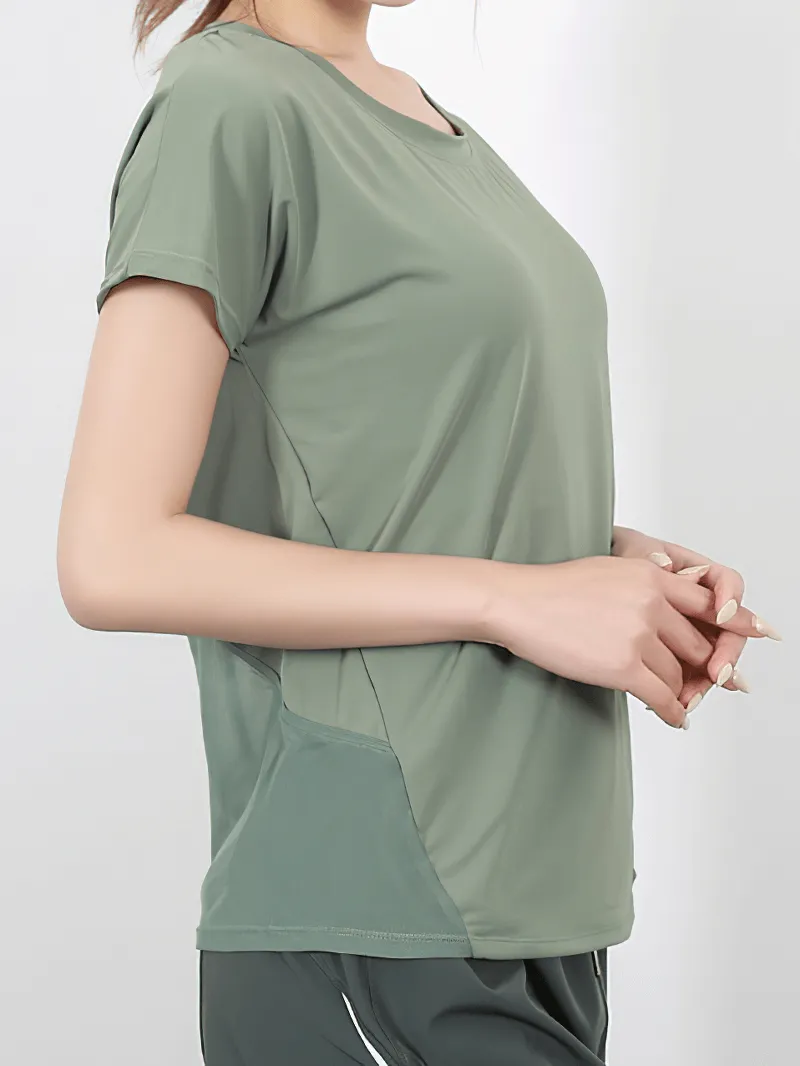 Short Sleeves Mesh Loose Yoga T-Shirt with Beautifull Back - SF1432