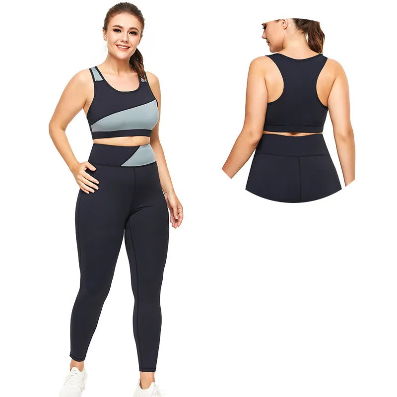 Summer Plus Size Women's Stitching Sports Fitness Yoga Clothes