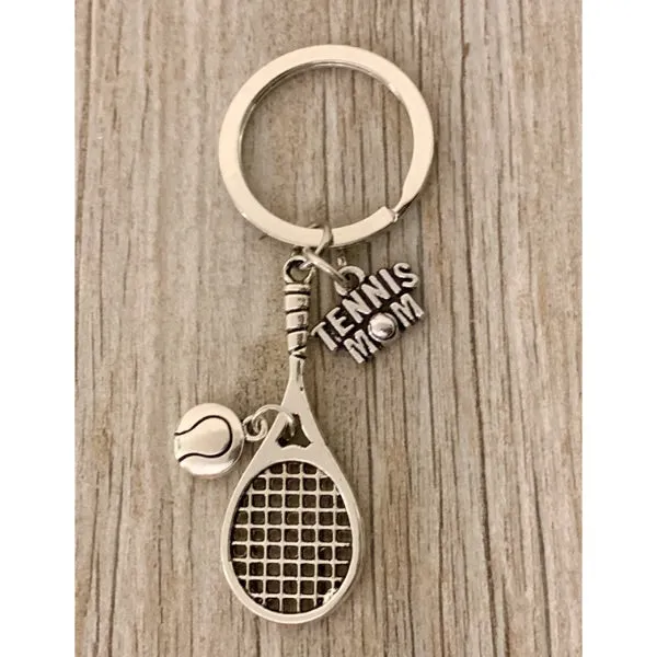 Tennis Racket Keychain with Tennis Mom Charm