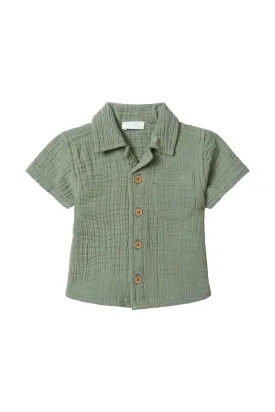 The Ballville Short Sleeve Button-Up Shirt - Agave - BABY