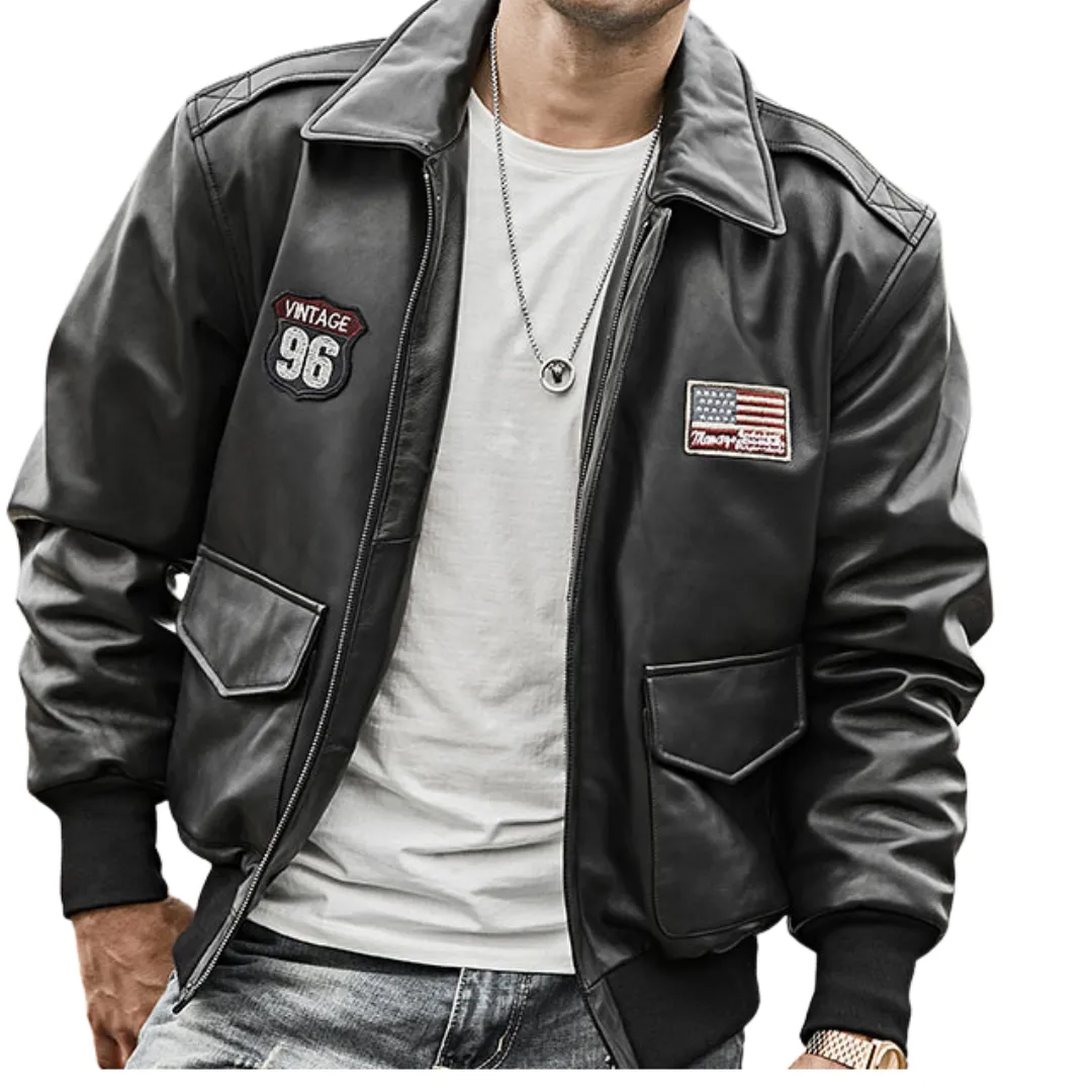 Top G Style Genuine Lambskin Bomber Leather Jacket For Men Air Force Style Jacket With Style And Comfort