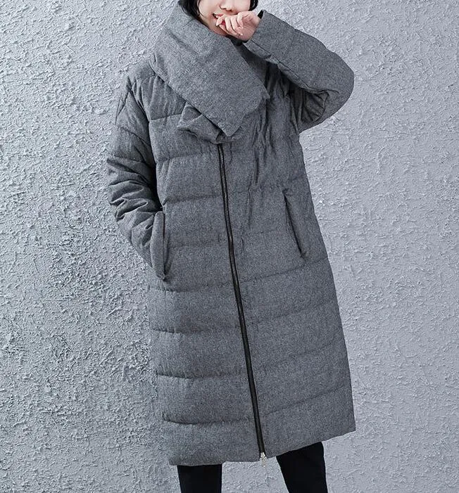 Two Side Wears Women Winter Loose Thick 90% Duck Down Jackets Warm Long Down Coat