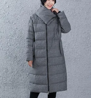 Two Side Wears Women Winter Loose Thick 90% Duck Down Jackets Warm Long Down Coat