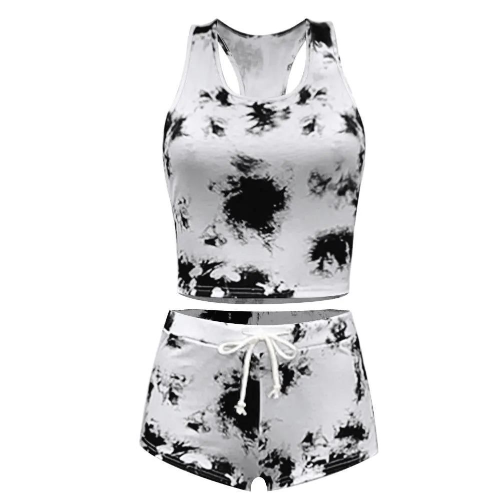 Women's 2 Piece Outfit Sexy Cami Crop Top   Shorts Tracksuits Sleepwear Pajama Set