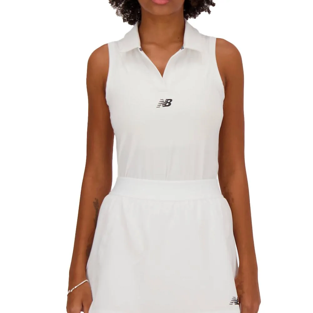 Women's Collared Tournament Tennis Tank White