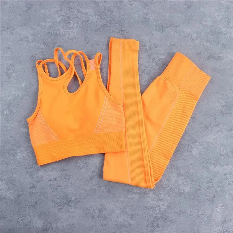 Yoga Set Crop Top Bra Shorts Leggings Workout Outfit Active Fitness Gym Wear