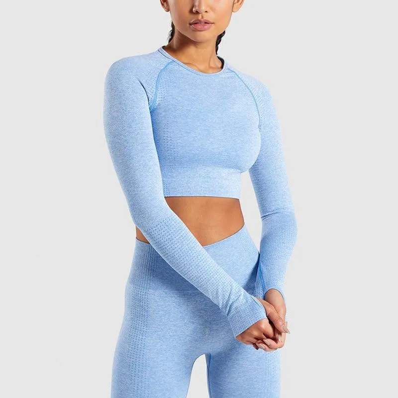 Yoga Set Gym Clothing Fitness Leggings Cropped Shirts Sport Suit Women